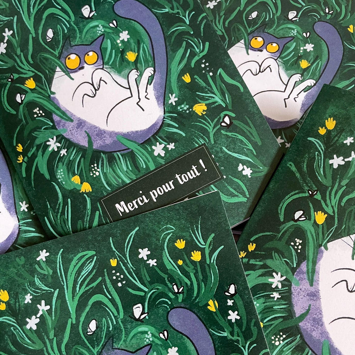 Carte double Merci Chat