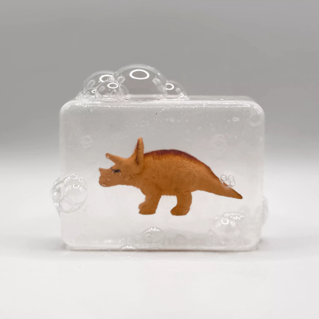 Savon transparent avec dinosaure au choix