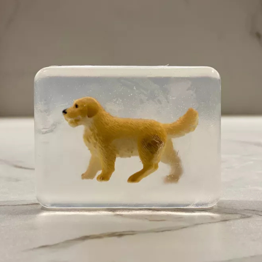 Savon transparent avec animaux de compagnies