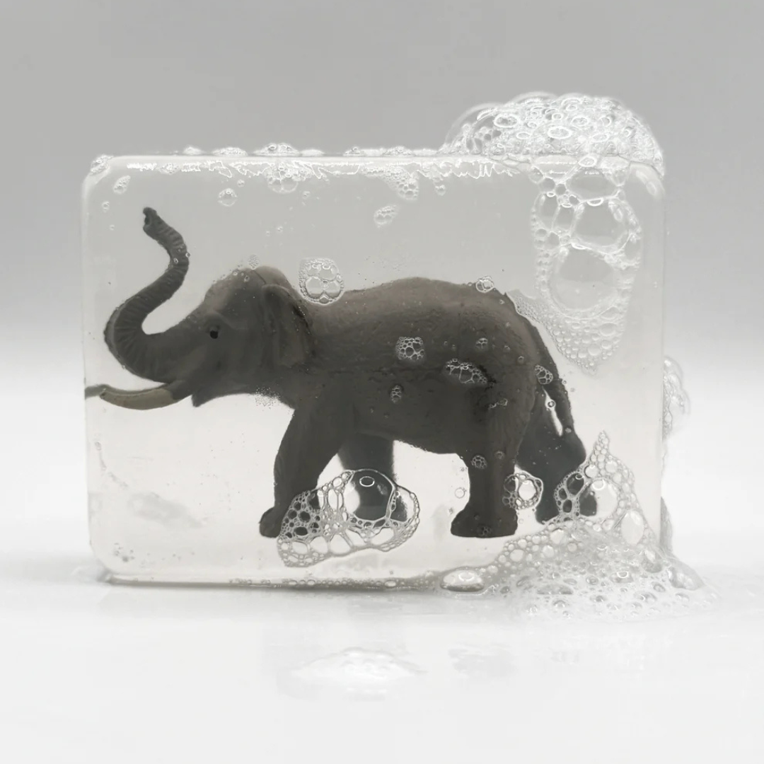 Savon transparent avec animaux de la savane
